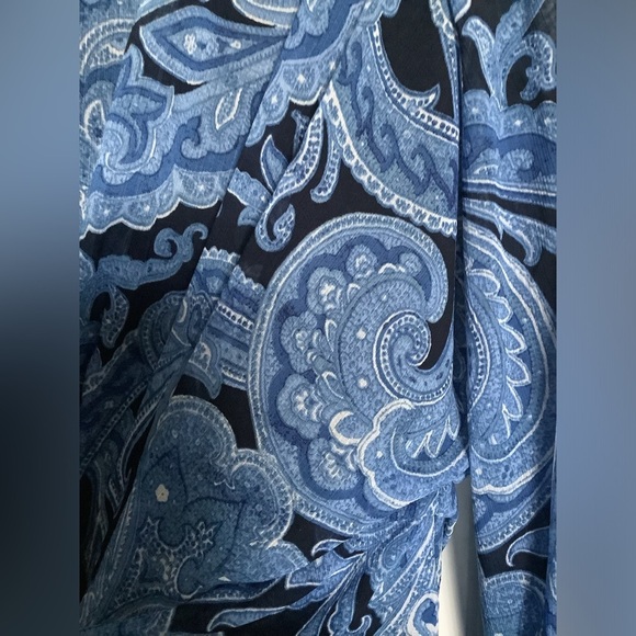 Ralph Lauren Navy and Light Blue Paisley Long Sleeve Dress - Picture 4 of 10